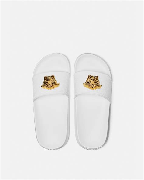 white versace slides|versace palazzo sandals.